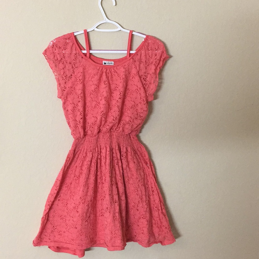 Lace coral pink dress